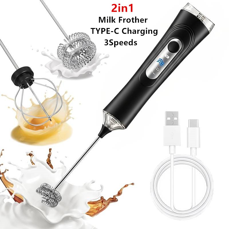 Kitchen Gadgets Must Have - Elektryczny spieniacz do mleka + trzepaczka
